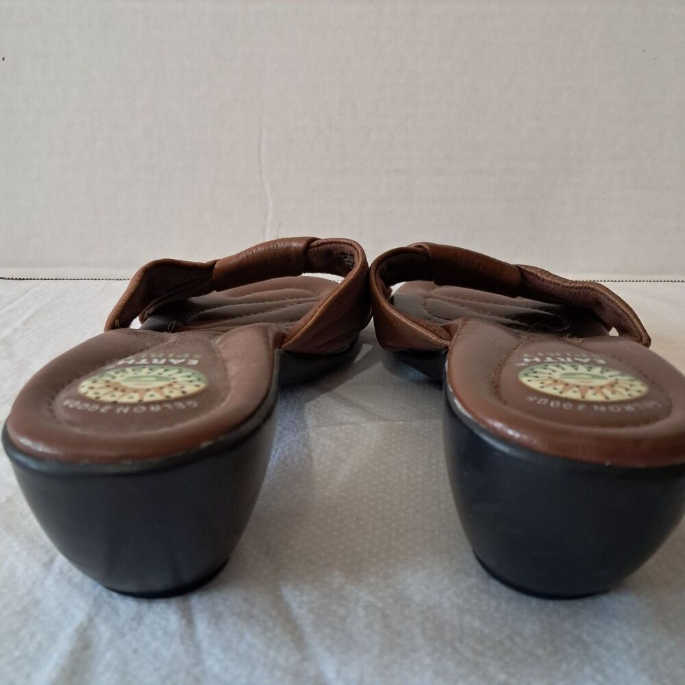 Earth Spirit Gelron 2000 Wedge Sandals Brown Leather Shoes Women size 9.5 - Picture 10 of 16